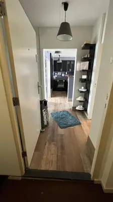 a hallway leading into a living room with a hallway at Ocean BreezeApartment: WakeUp 2 Sound of the Waves in Zandvoort