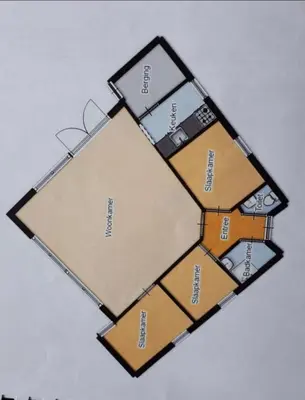 a drawing of a floor plan of a house at Nordseeperle Dirkshorn Nordholland, mit Klimaanlage und Sauna in Dirkshorn
