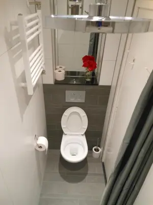a small bathroom with a toilet and a sink at Brugman in Egmond aan Zee