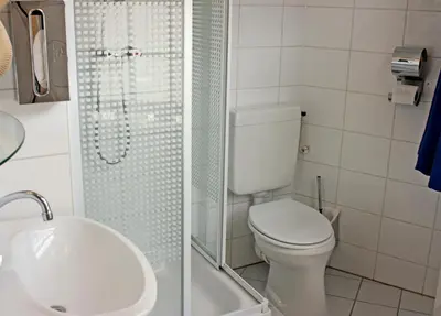 a bathroom with a toilet and a sink and a shower at Koopermoolen in Amsterdam