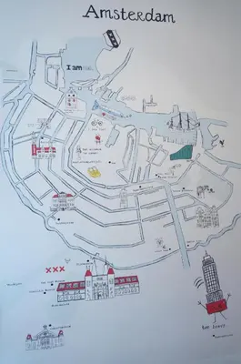 a map of the city of amsterdam at De Bedstee Boutique Capsules in Amsterdam