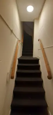 a flight of stairs in a building at CHARLOTTE, not for parties, not a hotel, room with shared bathroom, no kitchen in Amsterdam
