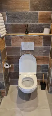 a bathroom with a white toilet in a room at The Flower Fields in Lisse