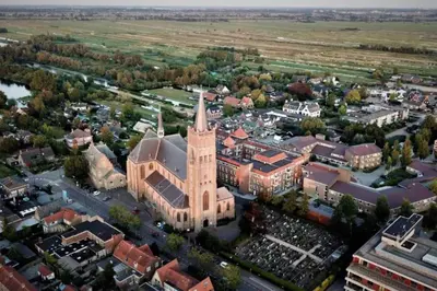 an aerial view of the church of scientology at SéSé in Vinkeveen