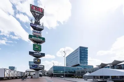 a pole with signs on it in front of a building at Boutique Studio Amsterdam near RAI and De Pijp in Amsterdam