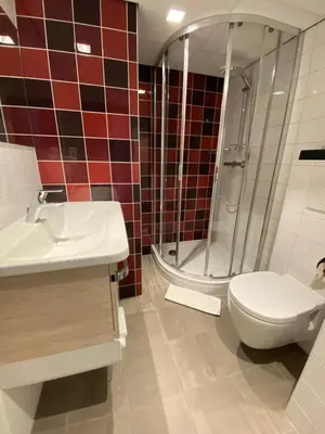 a bathroom with a toilet and a sink and a shower at Best Western Dam Square Inn in Amsterdam
