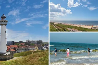 a collage of two pictures of a lighthouse at Studio J. in Egmond aan Zee