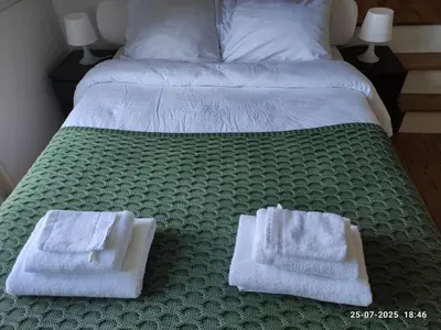 a bedroom with a bed with two towels on it at 't Wapen van Middelie in Middelie