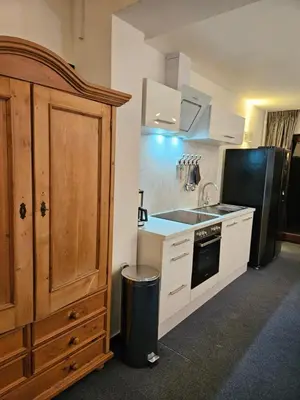 a kitchen with a sink and a refrigerator at Duin-Vliet - Free parking in Bentveld