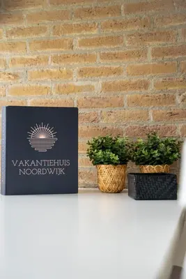 two plants sitting on a table next to a brick wall at -Casa Nova- nabij het meer, duinen en restaurants in Noordwijkerhout