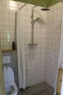 a bathroom with a shower and a toilet at 1 for 2 in Nederhorst den Berg
