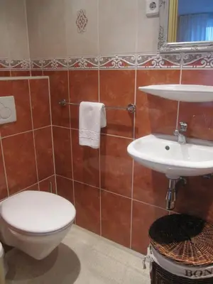 a bathroom with a toilet and a sink at Badhotel Zeecroft in Wijk aan Zee