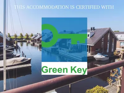 a collage of photos of a marina with green key at Lakehouse I in Uitgeest