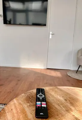a remote control sitting on top of a table at Amsterdam Beach Apartment 50 - Basic, incl parking in Zandvoort