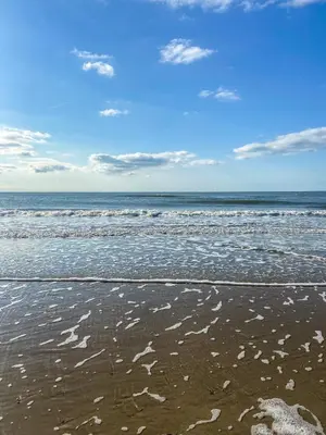 a beach with the tide coming in on the sand at Modern strandhuis 350 m van zee Egmond aan Zee in Egmond aan Zee