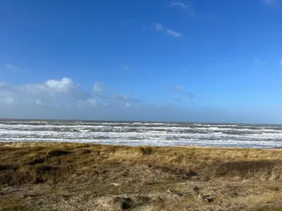 a sandy beach with the ocean in the background at Strandduin - Vakantiewoning aan de Kust - 52 in Egmond aan Zee