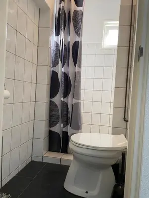 a bathroom with a toilet and a shower at De Vrije Vogel in Egmond aan Zee