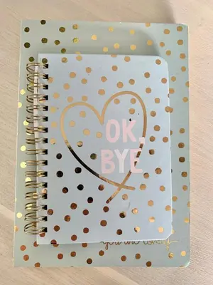 a notebook with a heart on a polka dot cover at Apartment Sunflower Zandvoort in Zandvoort