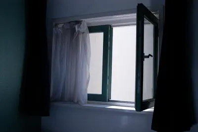 a window with a white curtain on a window sill at Rembrandt Square Hotel in Amsterdam