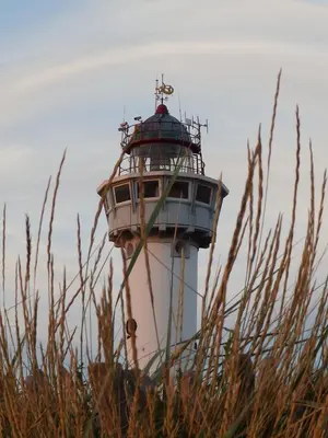 a lighthouse in the middle of a field of grass at Torenlicht in Egmond aan Zee