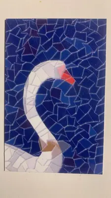 a painting of a blue and white object at Your own floor in authentic picturesque dikehouse - dijkhuis181 in Amsterdam