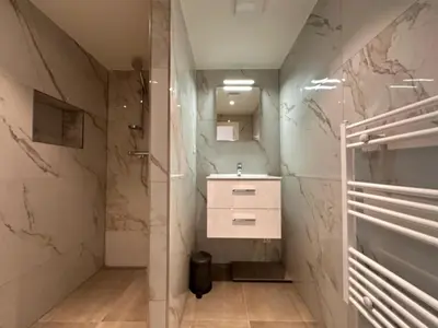 a bathroom with a sink and a shower at Tulip House Luxury Apartment - Top Location - Rijksmuseum - Leidseplein AMSTERDAM Central 120 m2 ALL Private with kitchen in Amsterdam