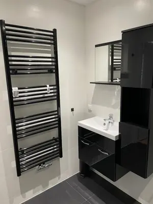 a bathroom with a sink and a mirror at Snijders cottage in Noordwijkerhout