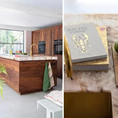 a kitchen with a sink and a book at Magical Woods in Bergen