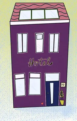 a purple building with the name of a hotel at just like home in Haarlem