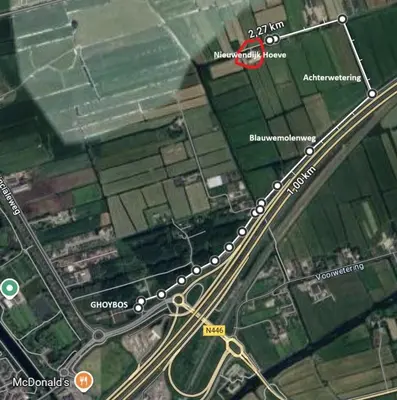 a map of the intersection of a freeway at Nieuwendijk hoeve in Oud-Ade