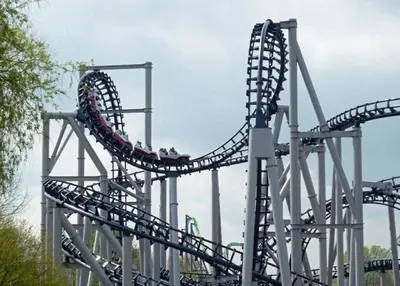 a roller coaster ride at a theme park at Blue Tiny House with HotTub in Zeewolde