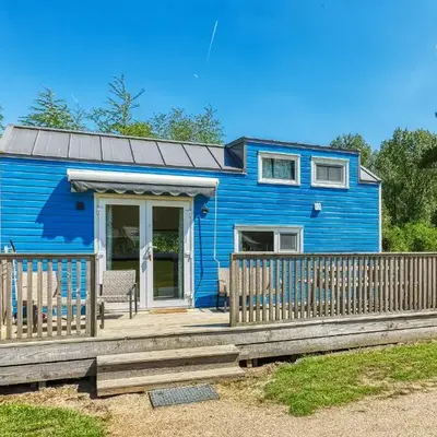 Blue Tiny House with HotTub