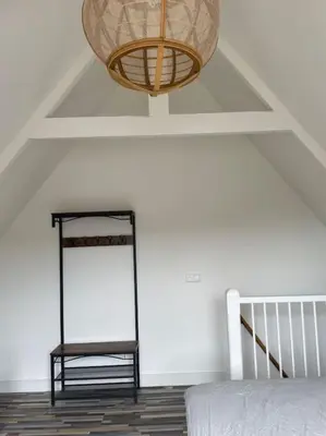 a room with a mirror and a chandelier at Wijk aan Zee de Wilde Roos in Wijk aan Zee