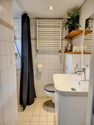 a bathroom with a toilet and a sink at Rekerlanden 6 in Warmenhuizen