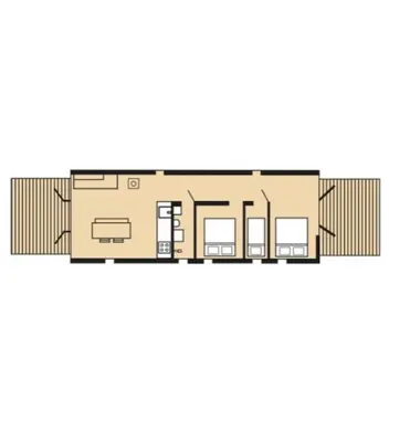a floor plan of a small house at Huisje te huur van 15 feb tot 15 mrt voor tweeduizend euro vier weken in Zevenhuizen