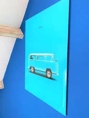 a blue book with a picture of a blue van at Vakantiehuis Boulevard in Egmond aan Zee