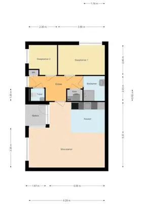 a floor plan of a house at Schitterend appartement, 150 m van het strand in Katwijk aan Zee