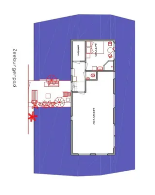 a floor plan of a house at Peaceful room on a houseboat in the city centre in Amsterdam