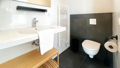 a bathroom with a sink and a toilet at Havenzicht by Droomvilla in Uitgeest