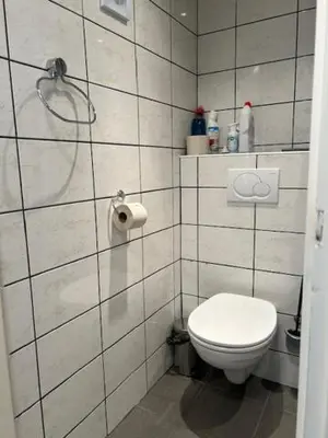 a bathroom with a toilet and a shower at BeJa bij strand en duin in Egmond aan Zee
