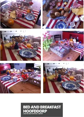 a collage of pictures of a red and breakfast hoport at B&B Hoofddorp in Hoofddorp