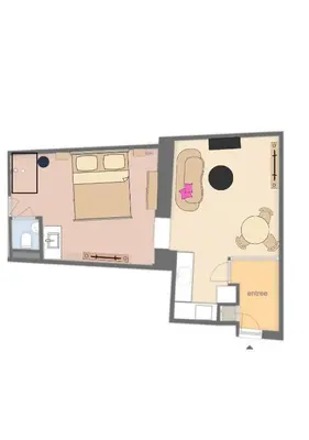 a floor plan of a bedroom and a living room at The Stork - In luxe logeren aan de Oudegracht, Centrum Utrecht in Utrecht