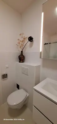 a white bathroom with a toilet and a sink at gastenverblijf Bij de Dijk in Warmenhuizen