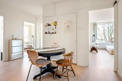 a dining room with a table and chairs at Stunning artist zen guest suite at heart of Amsterdam in Amsterdam