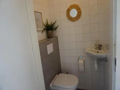 a bathroom with a toilet and a sink at Holiday home in Burgerbrug for family in Burgerbrug