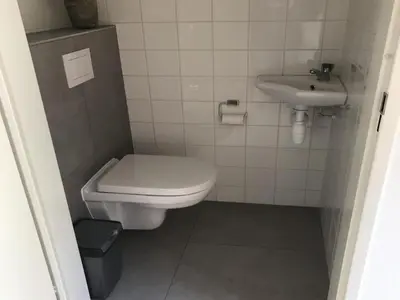 a small bathroom with a toilet and a sink at Holiday home in Burgerbrug for family in Burgerbrug