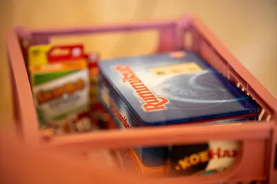 a toy shelf with a container of food on it at Luxe Wikkelhouse met hottub 'Dompel' in Hoogwoud