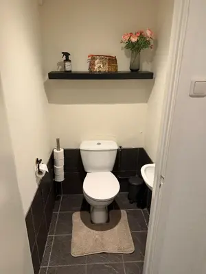 a small bathroom with a toilet and a sink at Saya Loft in Amersfoort