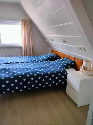 a bedroom with two beds and a window at Vroonenburch in Burgerbrug