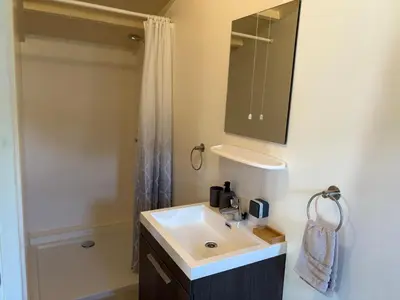 a bathroom with a sink and a mirror at De Narcis in Lisse